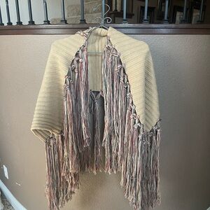 Authentic Burberry Fringe Cape Poncho Wrap Shawl in 100% Wool Made in UK